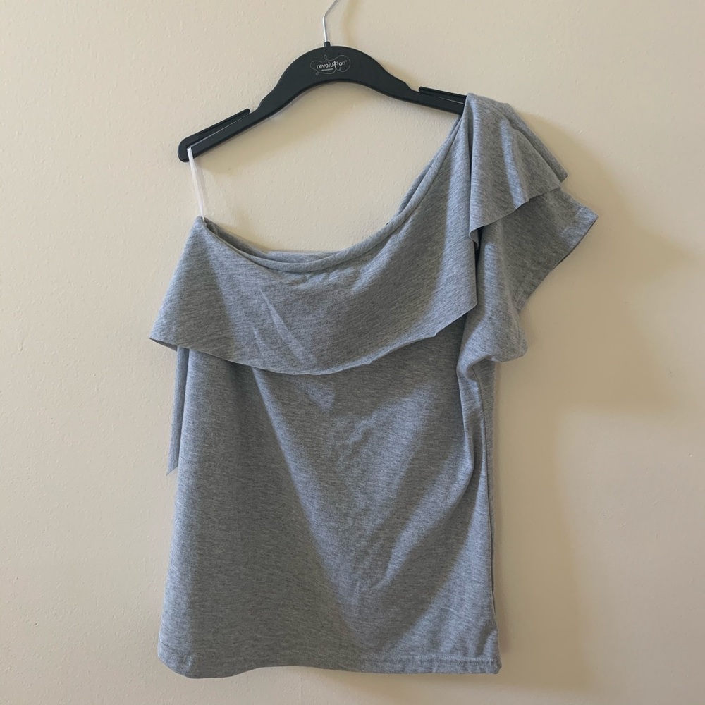 Gray Off The Shoulder Top Size S